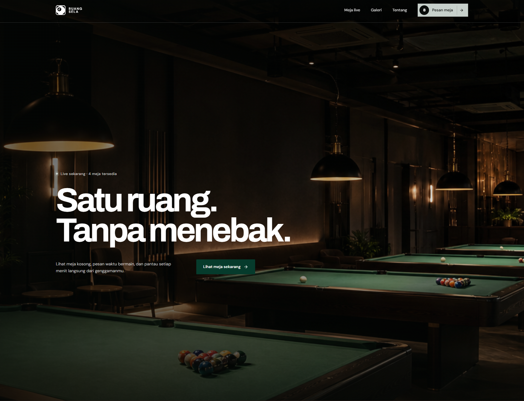 Public billiard venue website and live table entry point