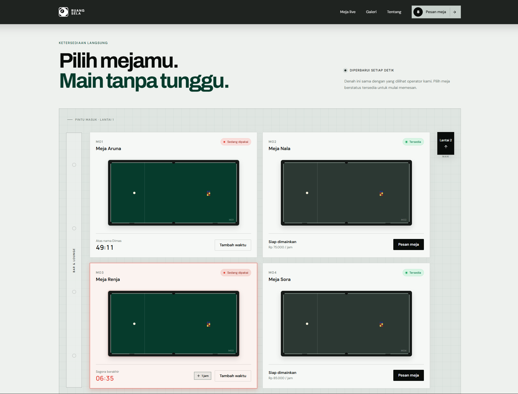Billiard Order & Timer System — 1