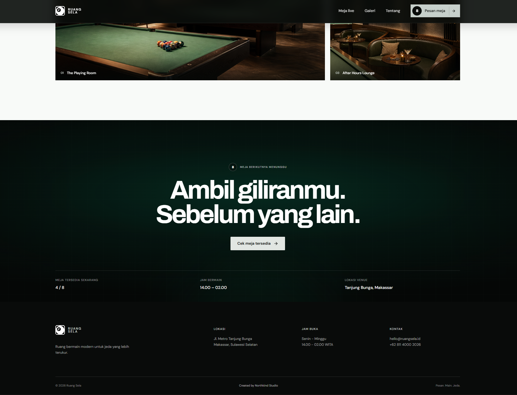 Billiard availability reminder and final reservation call to action