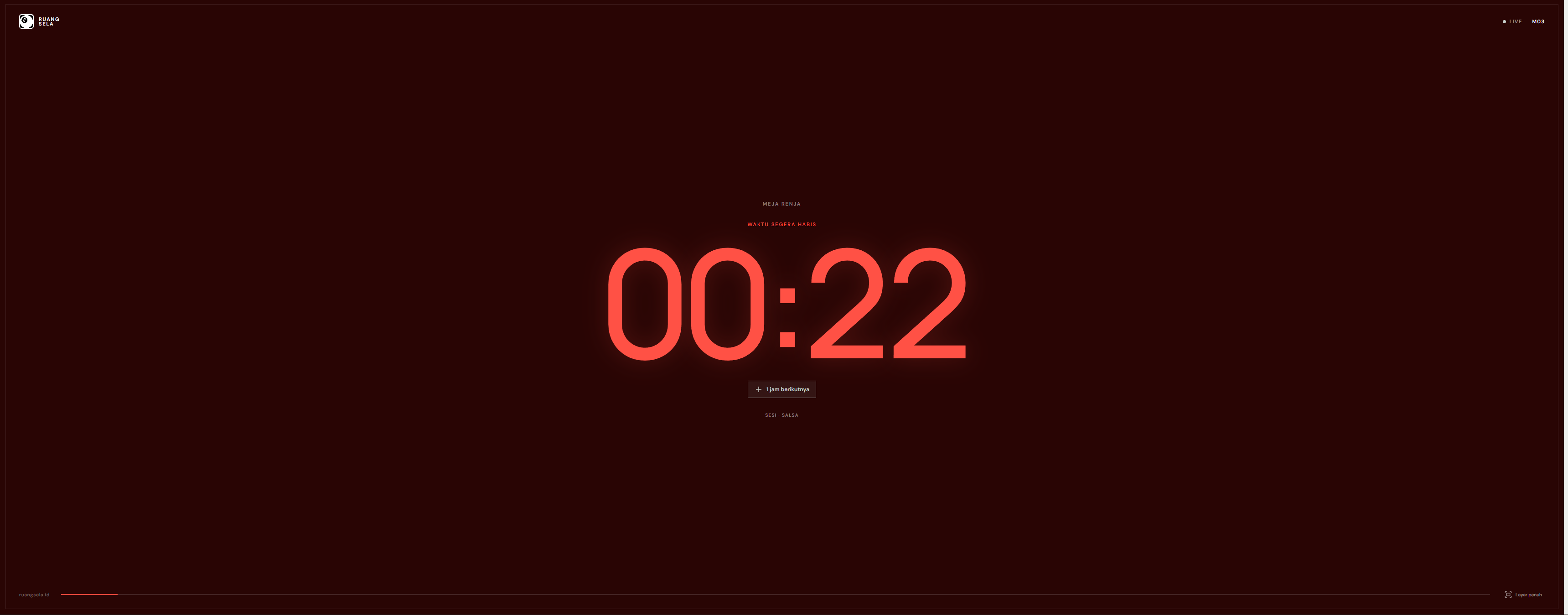 Urgent red full-screen timer with twenty-two seconds remaining