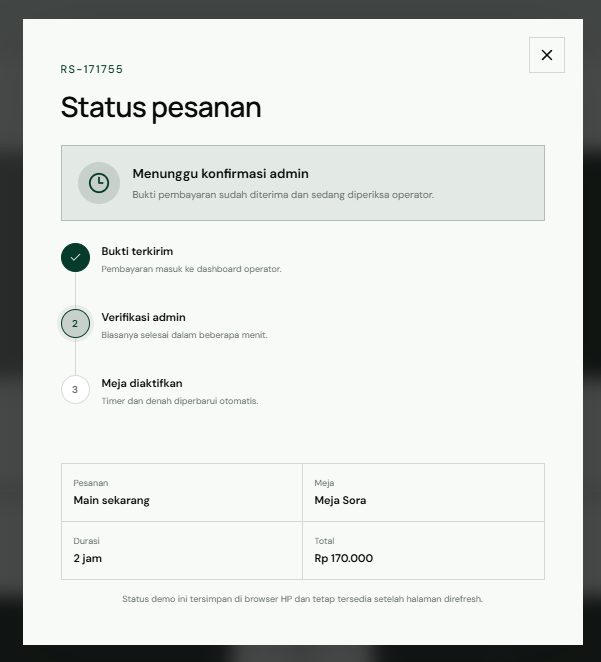 Billiard customer order verification status