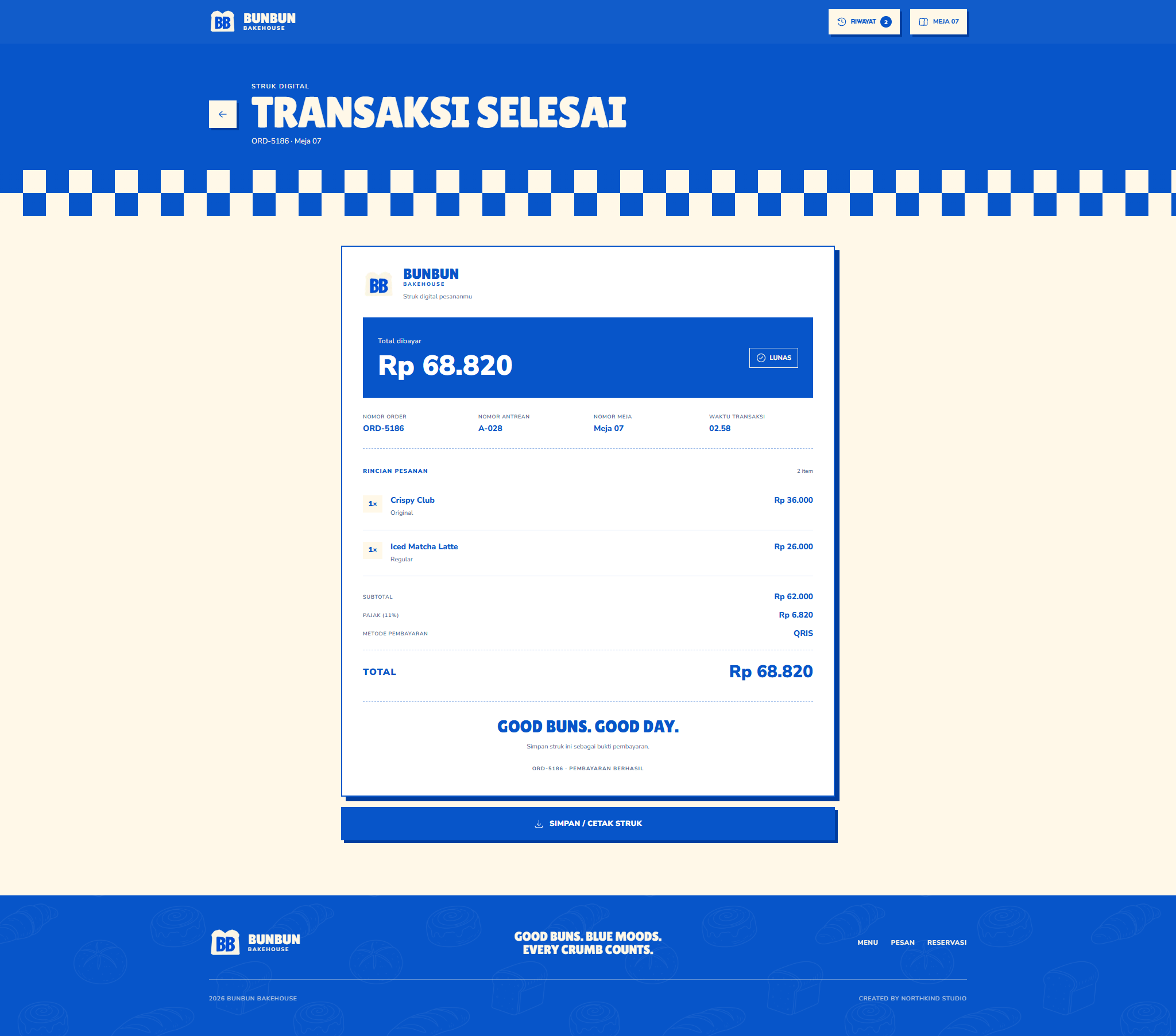 Bunbun completed transaction and digital receipt