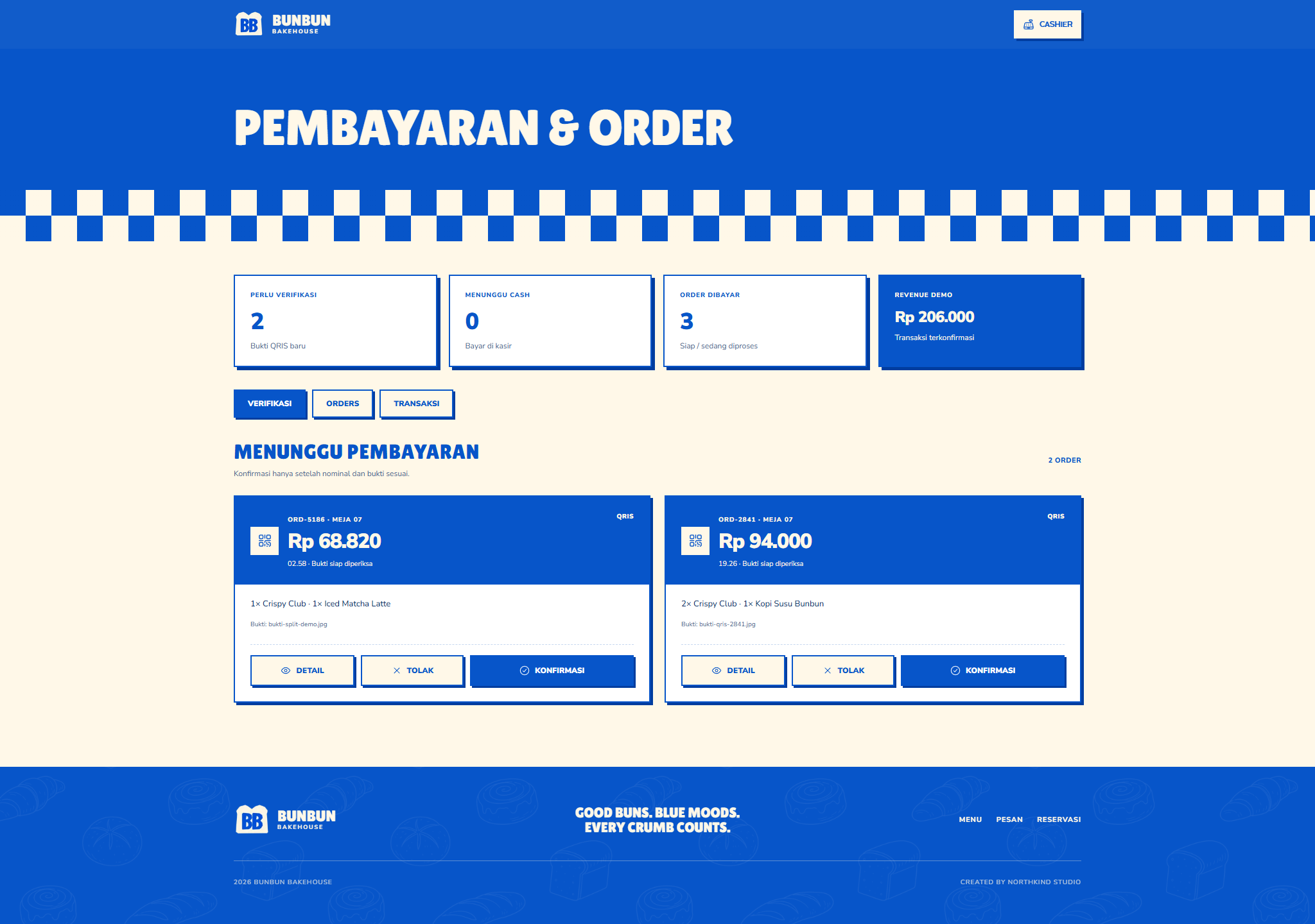 Bunbun cashier payment verification workspace