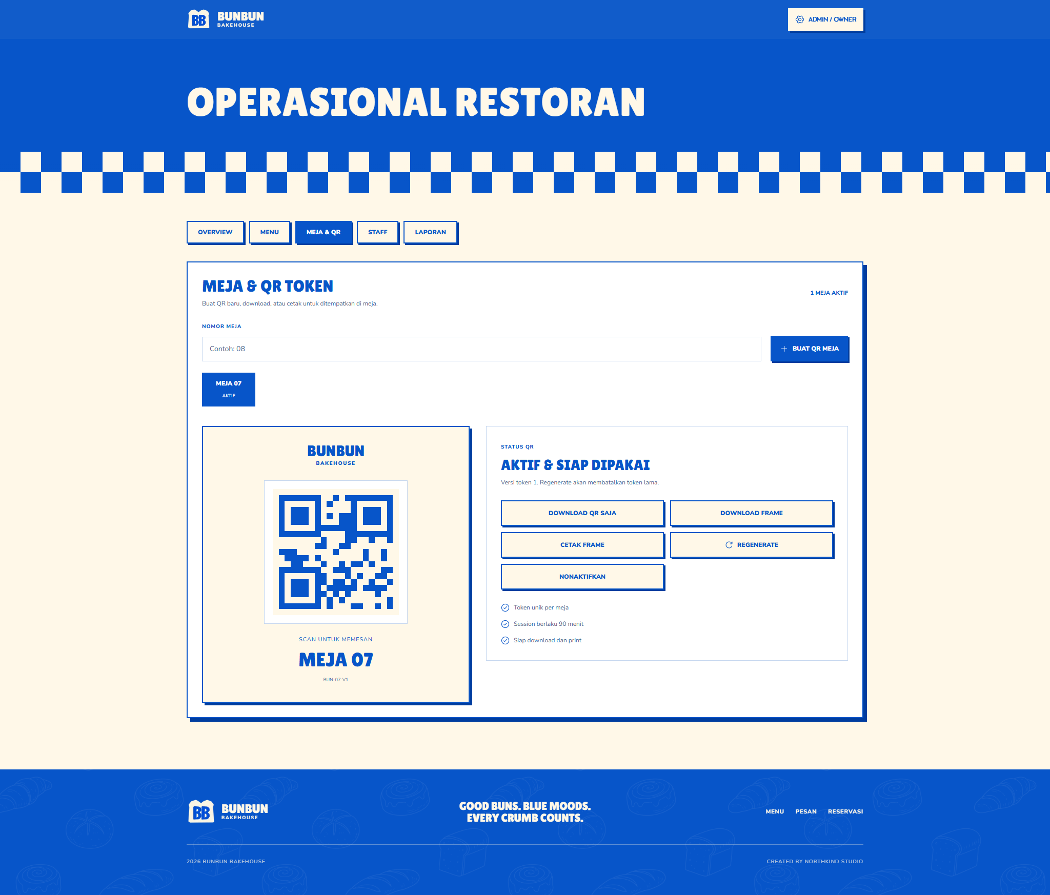 Bunbun owner table QR token management