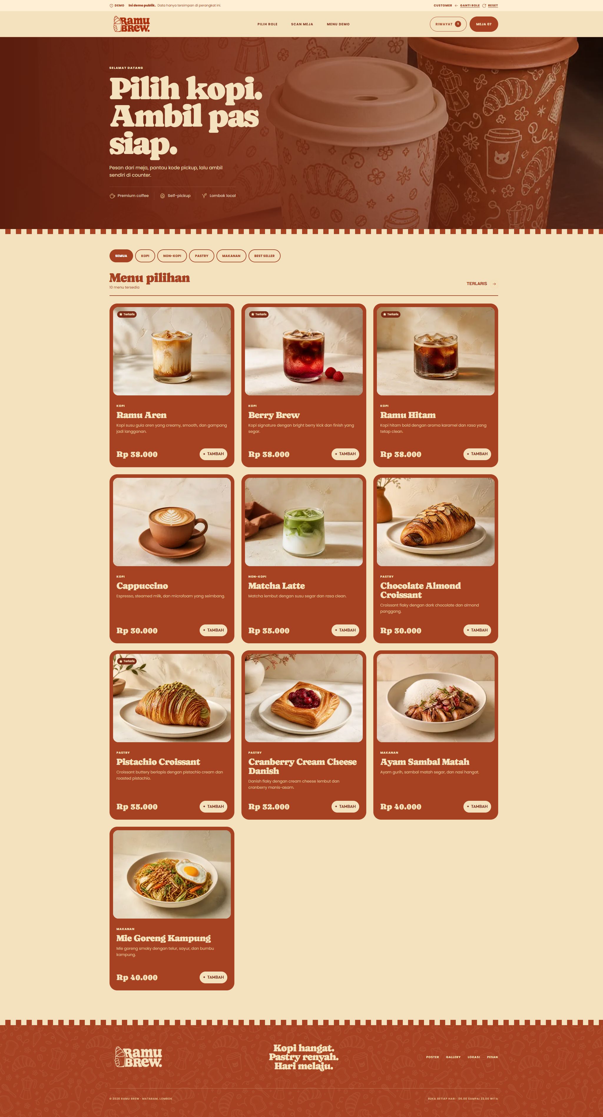 Ramu Brew Cafe Self-Service System — 2