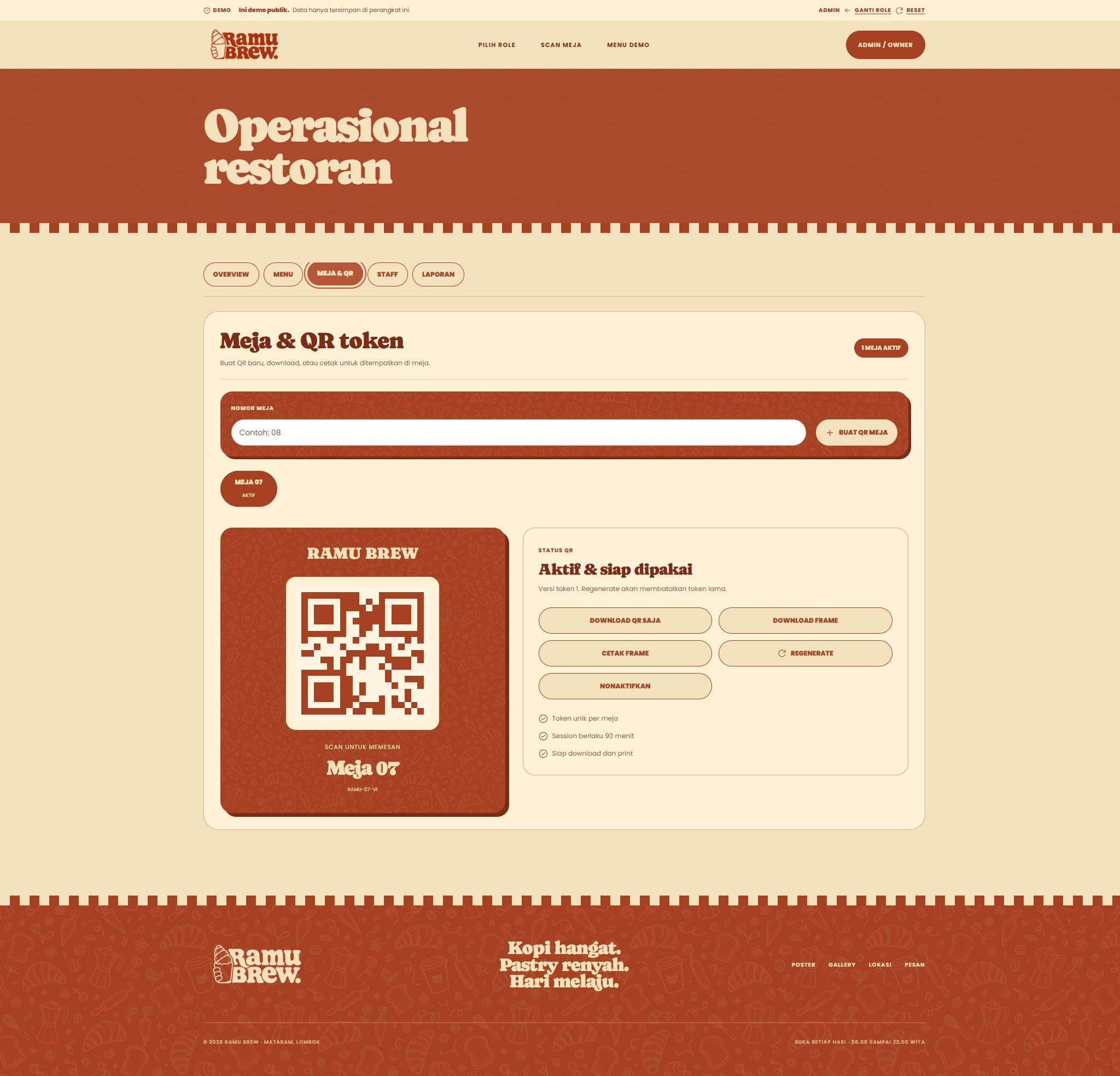 Ramu Brew table QR management