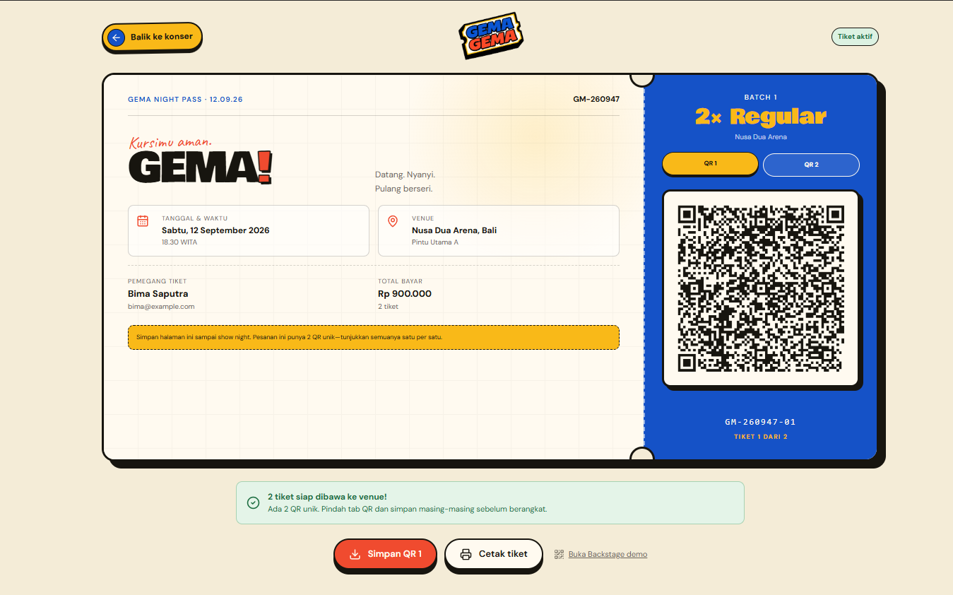 EventFlow active QR e-ticket