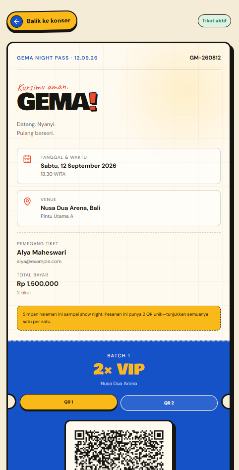 EventFlow mobile active ticket details
