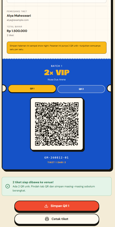 EventFlow mobile active QR ticket