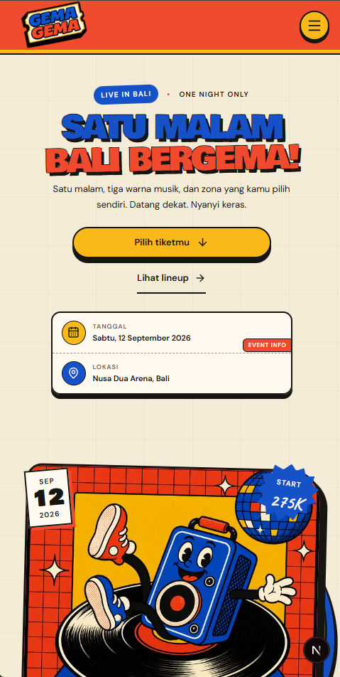 EventFlow mobile event landing page