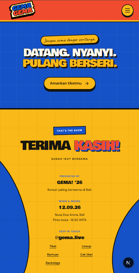 EventFlow mobile campaign close and footer