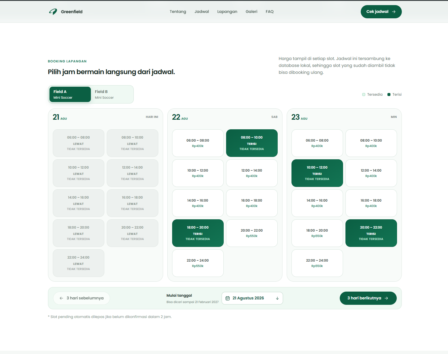 Website Booking Lapangan — 1