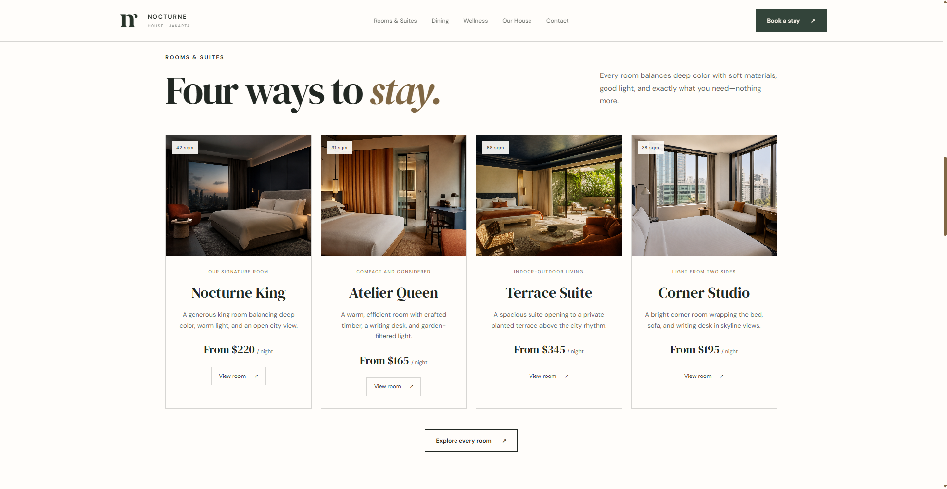 Nocturne Hotel Company Profile Website — 2