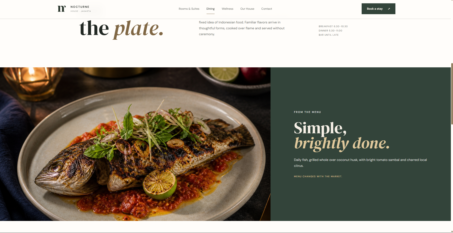 Nocturne restaurant story and featured menu dish