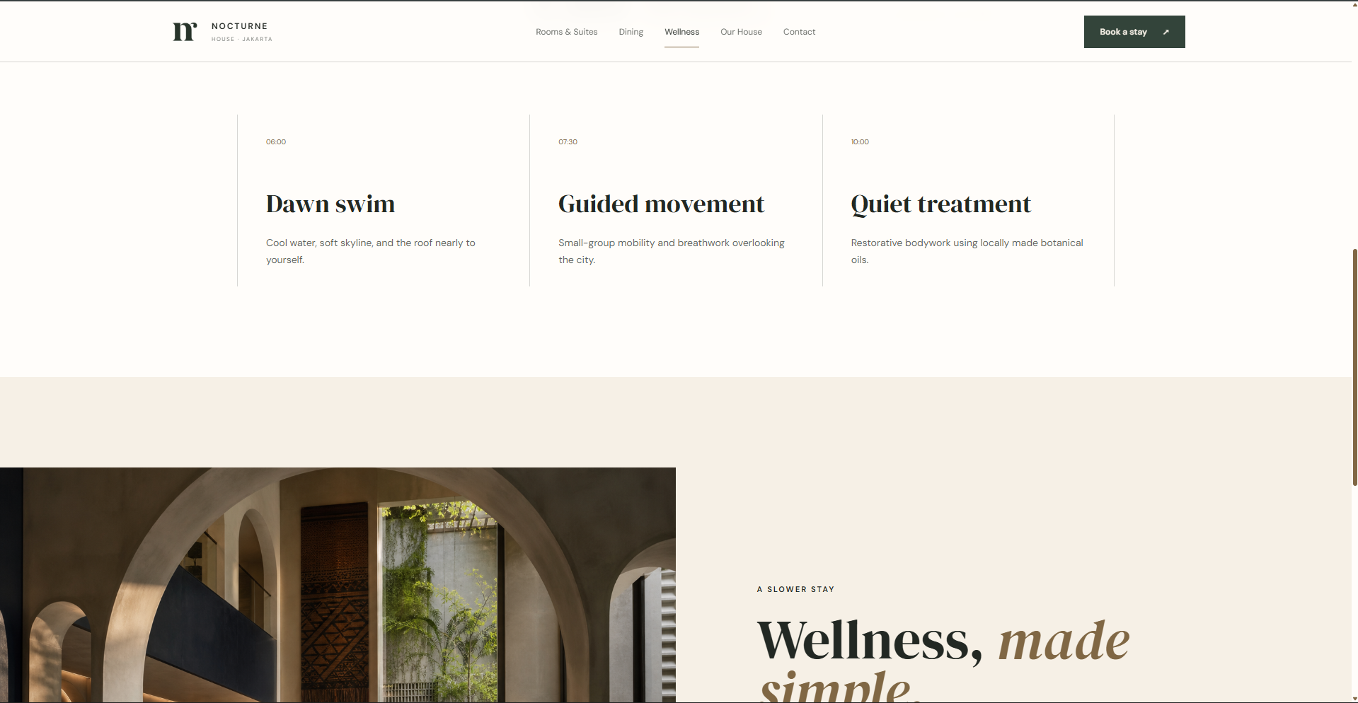 Nocturne wellness rituals and daily activities