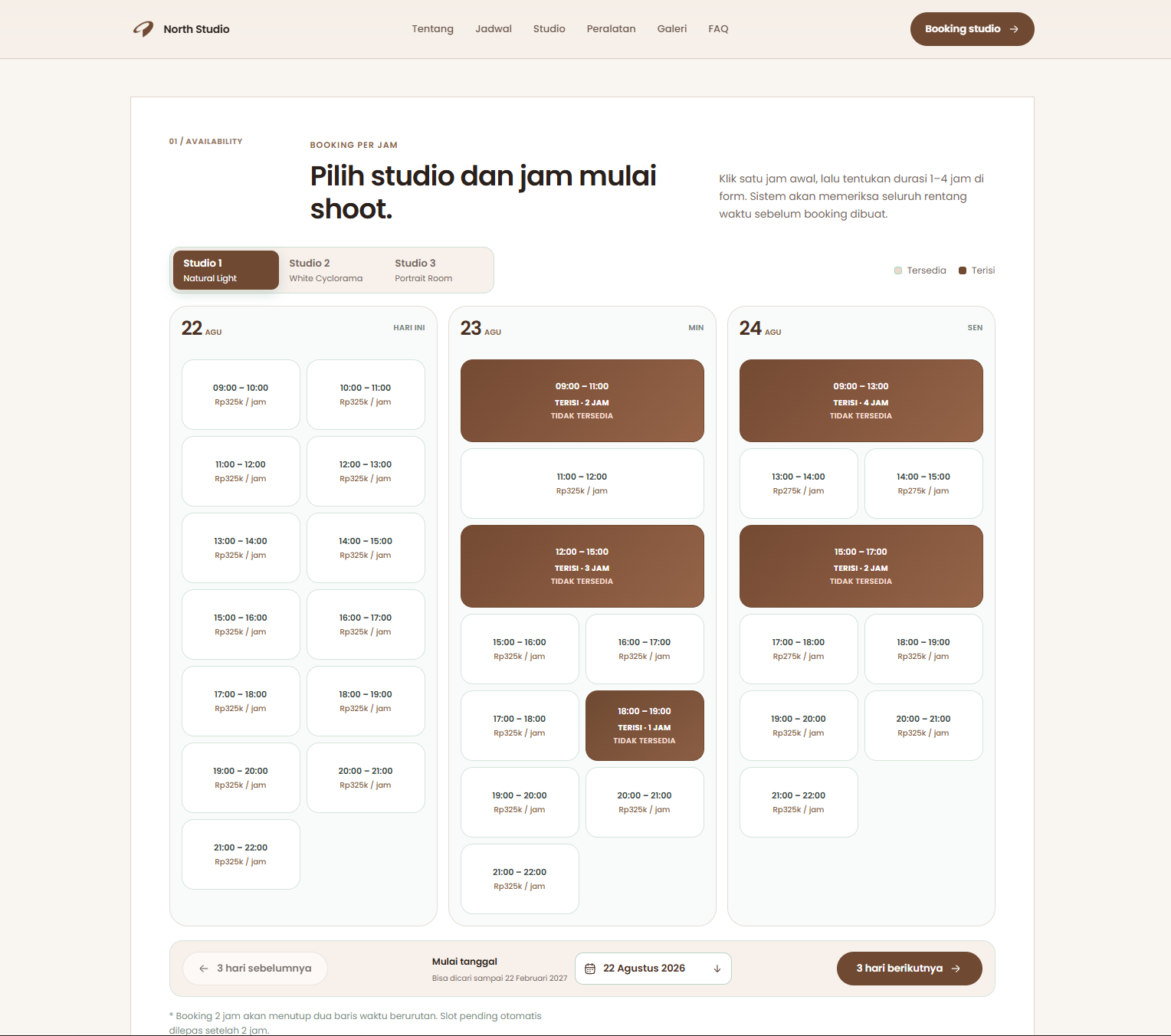 Website Booking Studio — 1