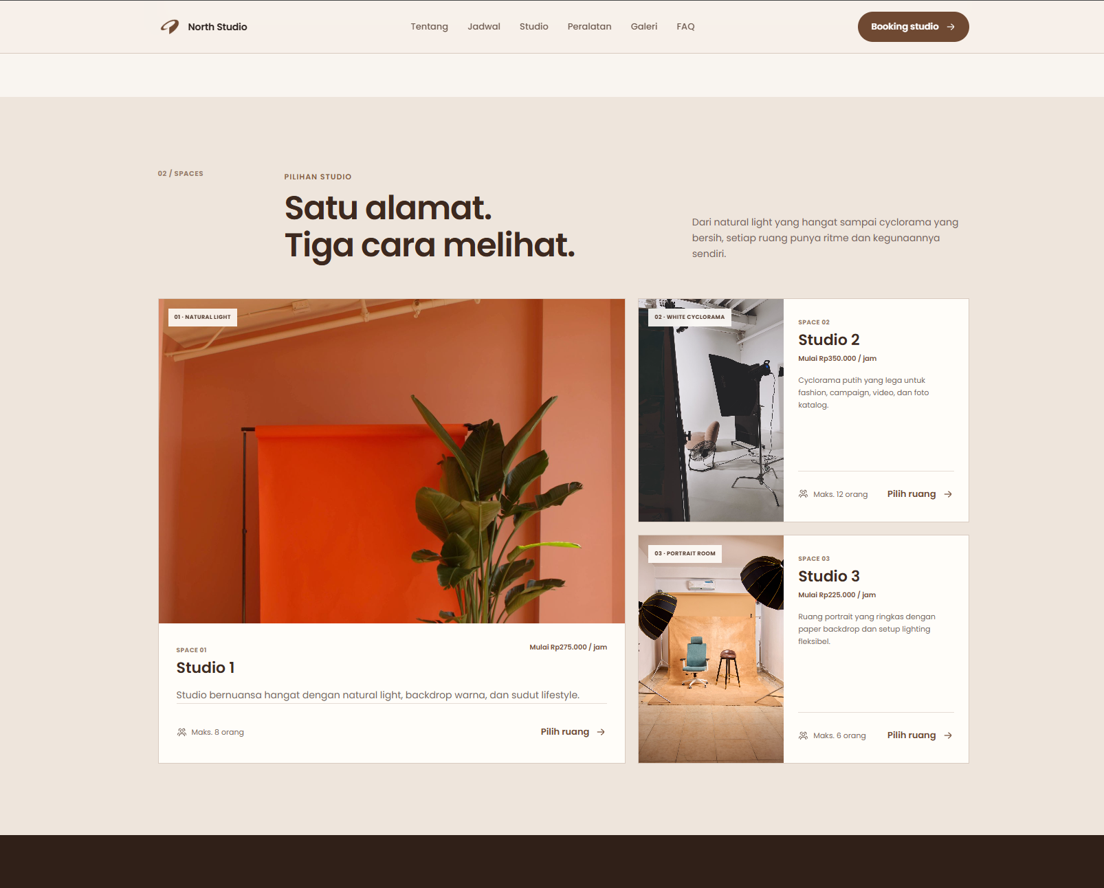 Website Booking Studio — 2