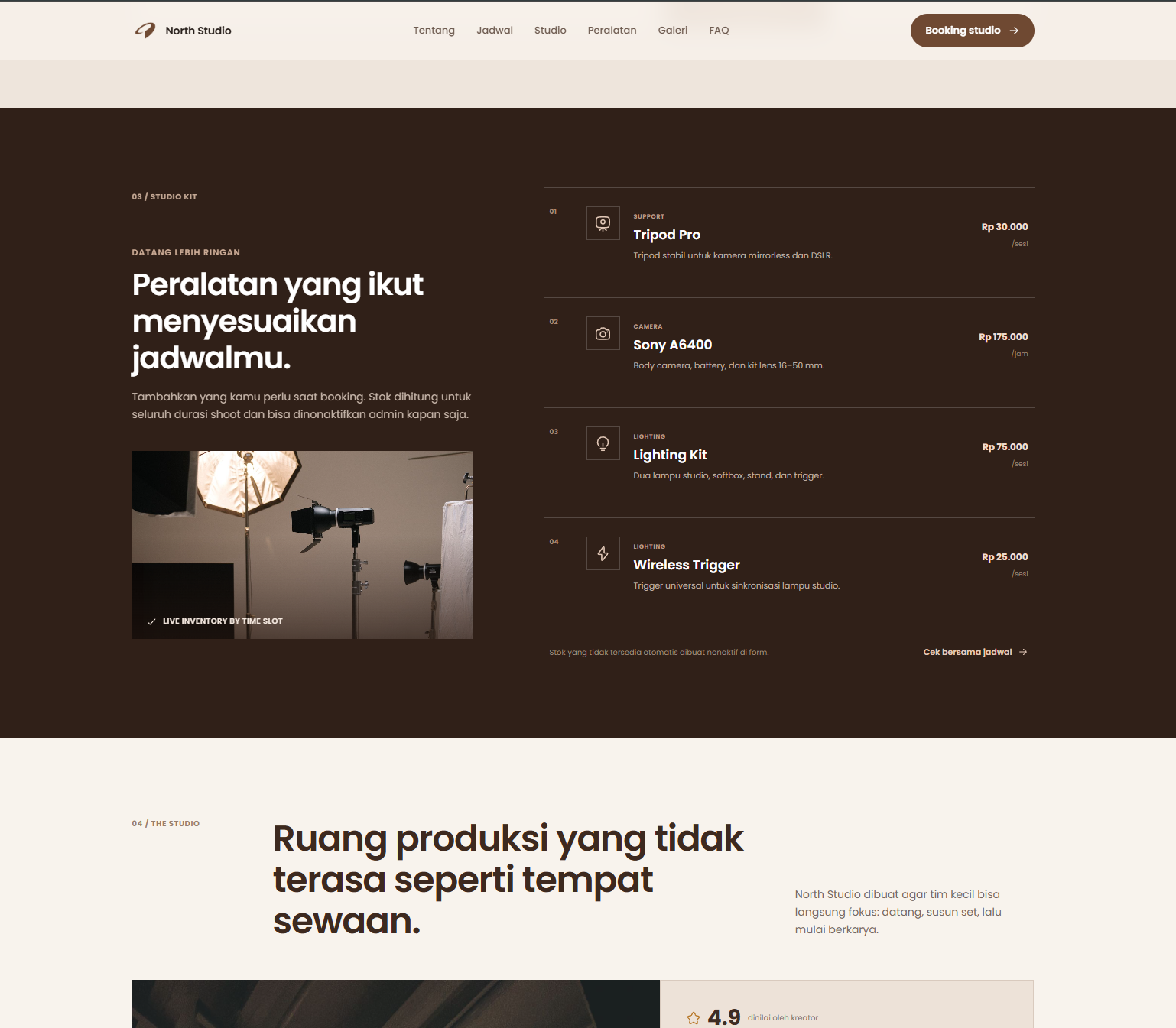 Website Booking Studio — 3