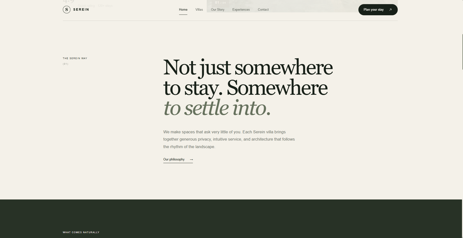 Serein Villa Hospitality Website — 1