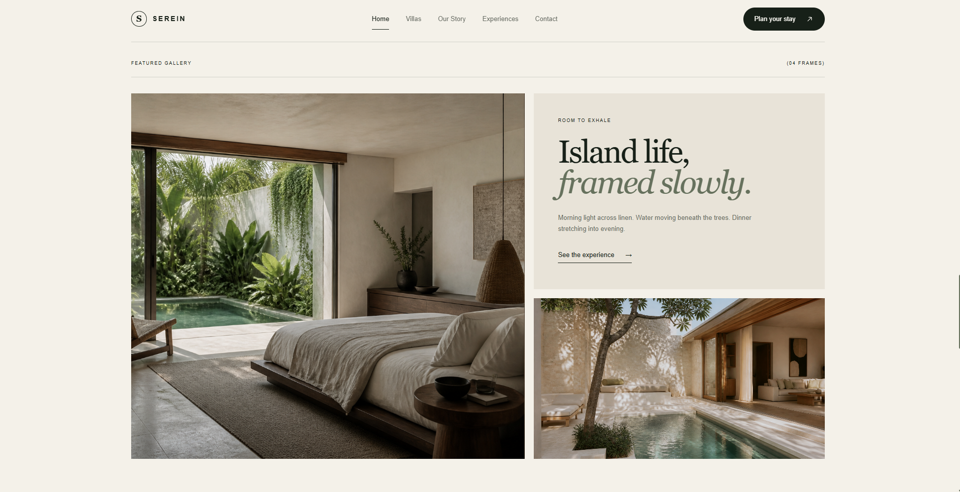 Serein homepage editorial image gallery