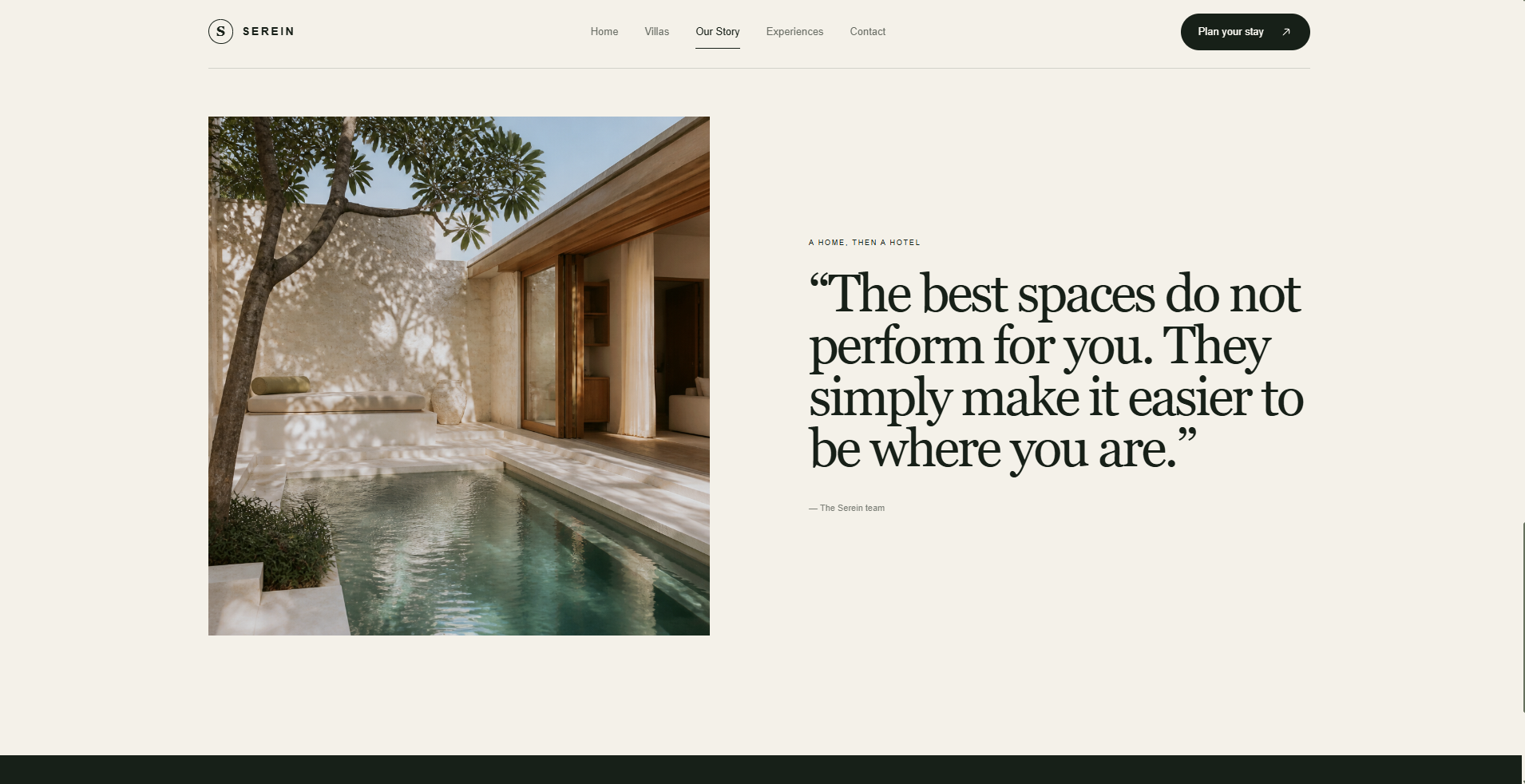 Serein brand quote and courtyard imagery
