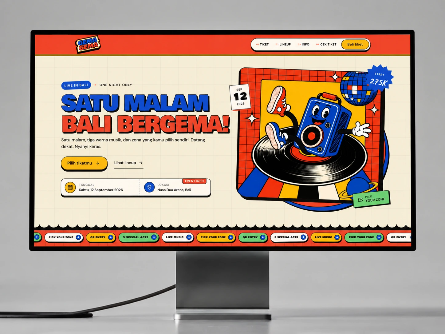EventFlow concert event landing page and ticket entry point