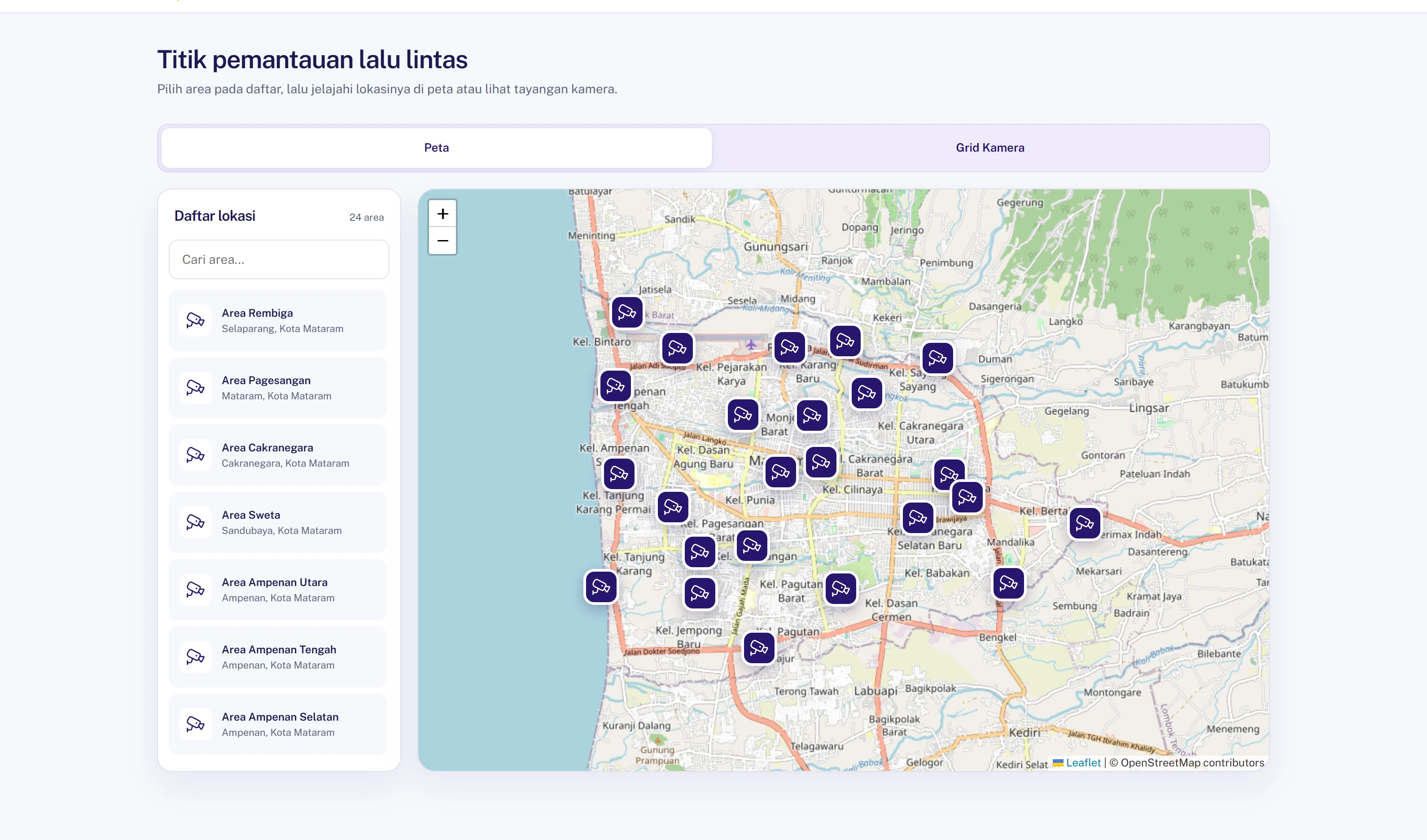 Map and list of 24 illustrative monitoring areas