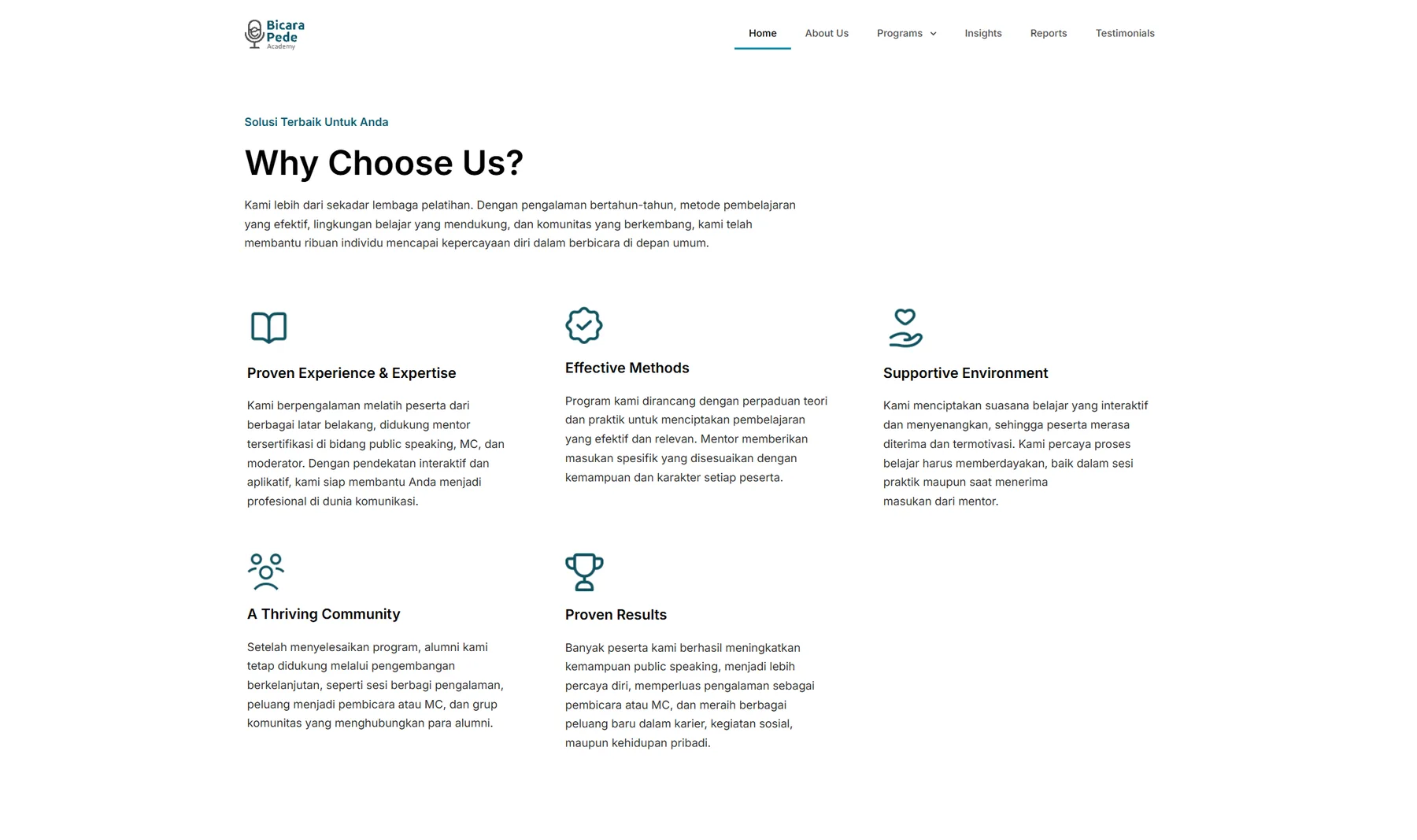 BicaraPede Academy Website — 2