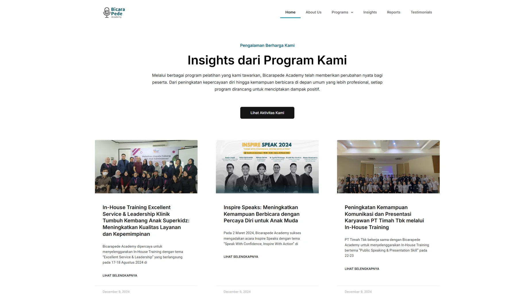 BicaraPede Academy Website — 3