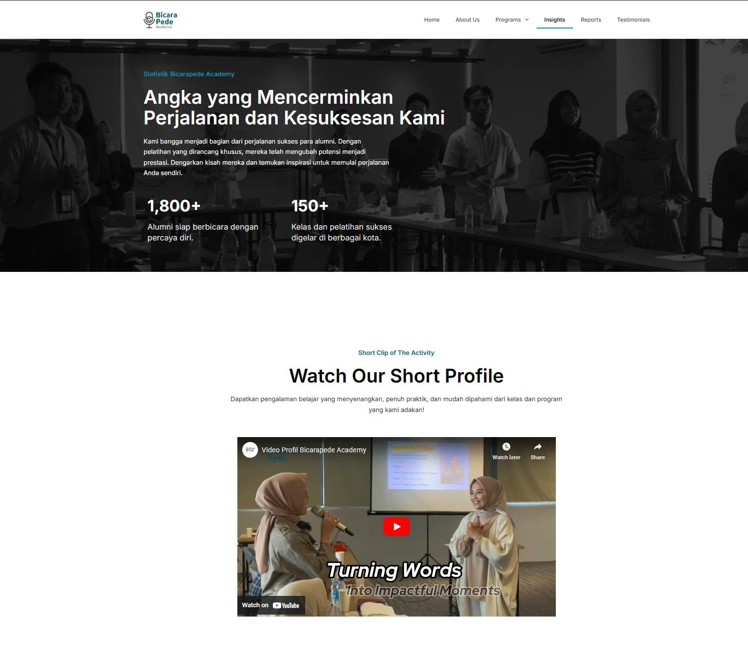 BicaraPede Academy alumni statistics and video profile