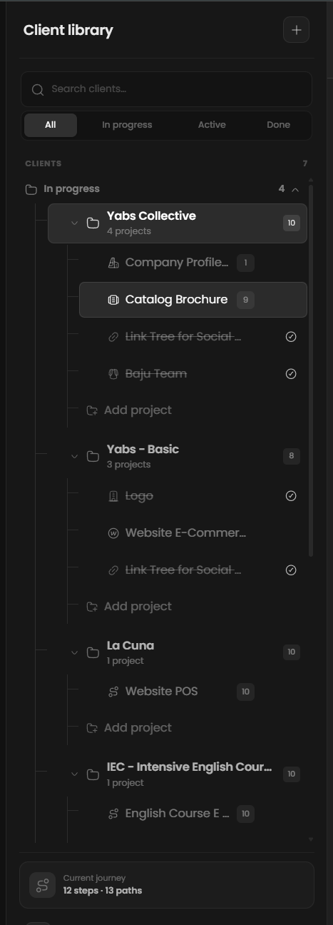 Flowdesk searchable client and project library