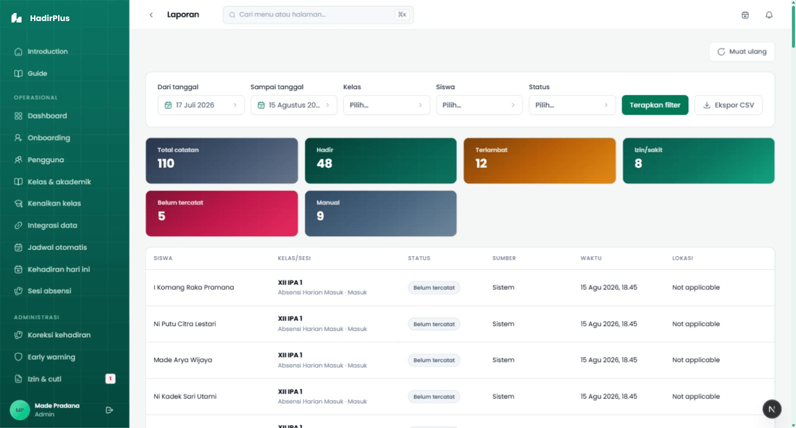 HadirPlus Attendance Platform — 3