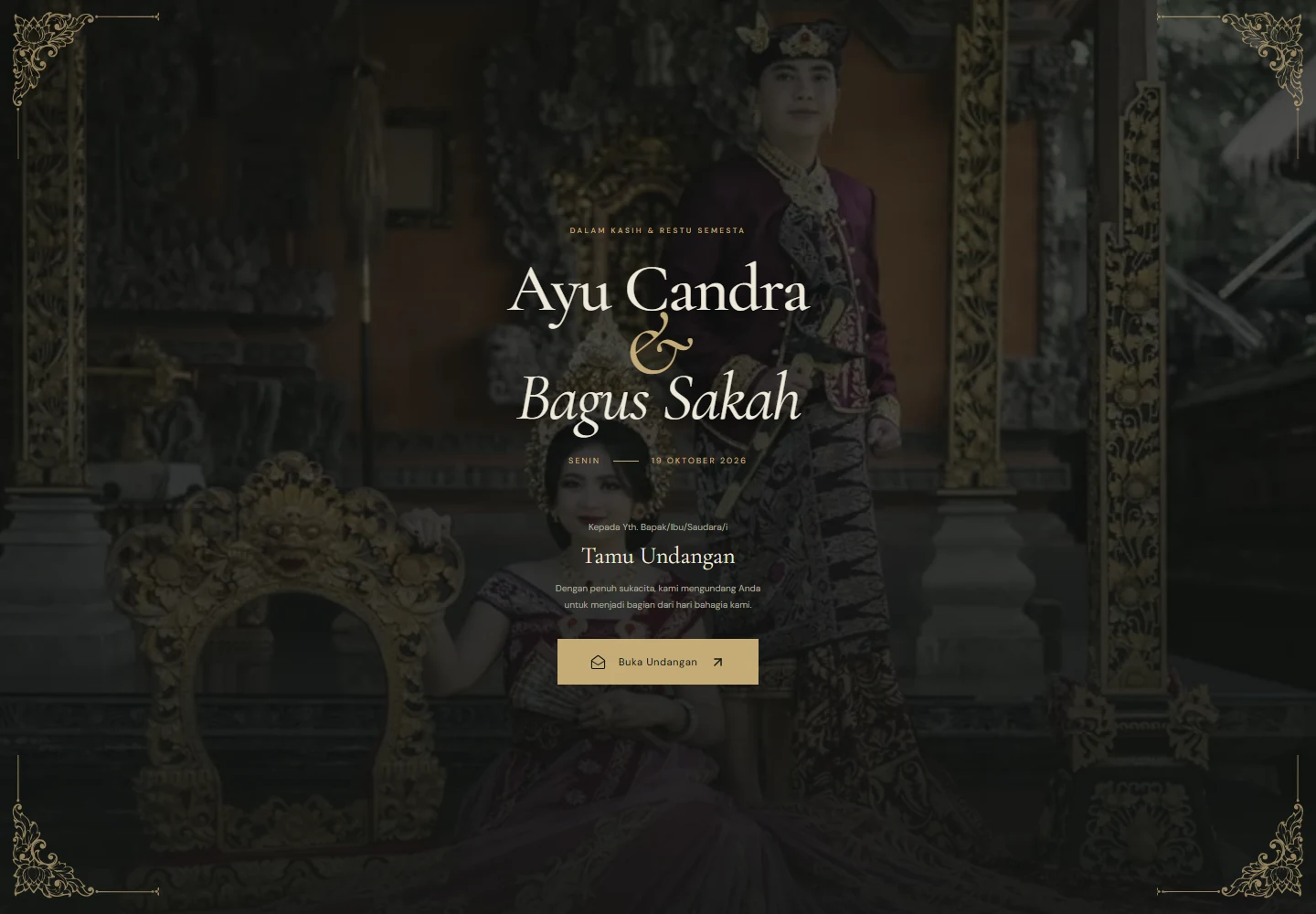 Opening cover of the public Kirana wedding invitation demo