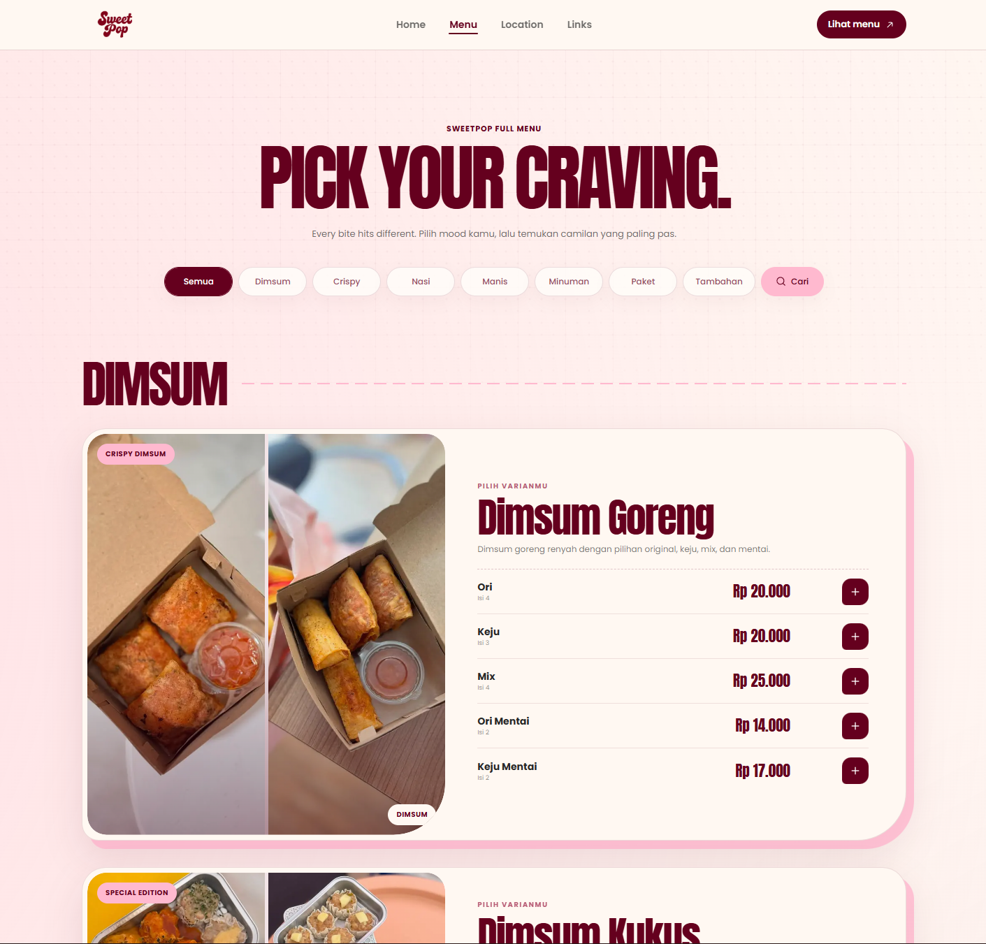SweetPop Food Website — 2